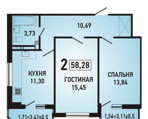 Продам двухкомнатную квартиру в Краснодар.Жилая площадь 58  кв.м.Этаж 10.Дом кирпичный.