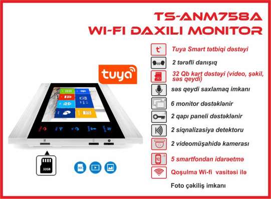 Damofon Sistemi Wi-fi Monitor və Panel