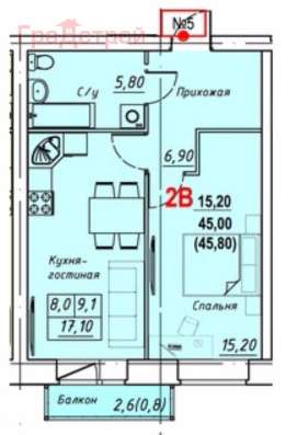 Продам двухкомнатную квартиру в Вологда.Жилая площадь 45  кв.м.Этаж 2.Дом кирпичный. в Вологде фото 4